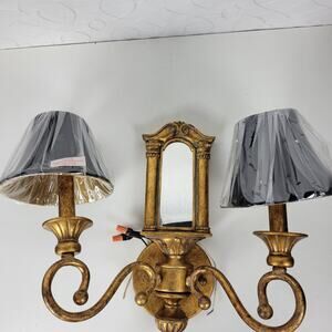 Bronze Wall Lamp Sconce Double Head Silk Lampshade Decorative Wall Light